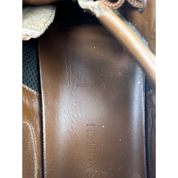 Louis Vuitton Leather Suede Low Top Sneakers Trainers Lace Up Brown Men's 10.5 - Picture 9 of 15